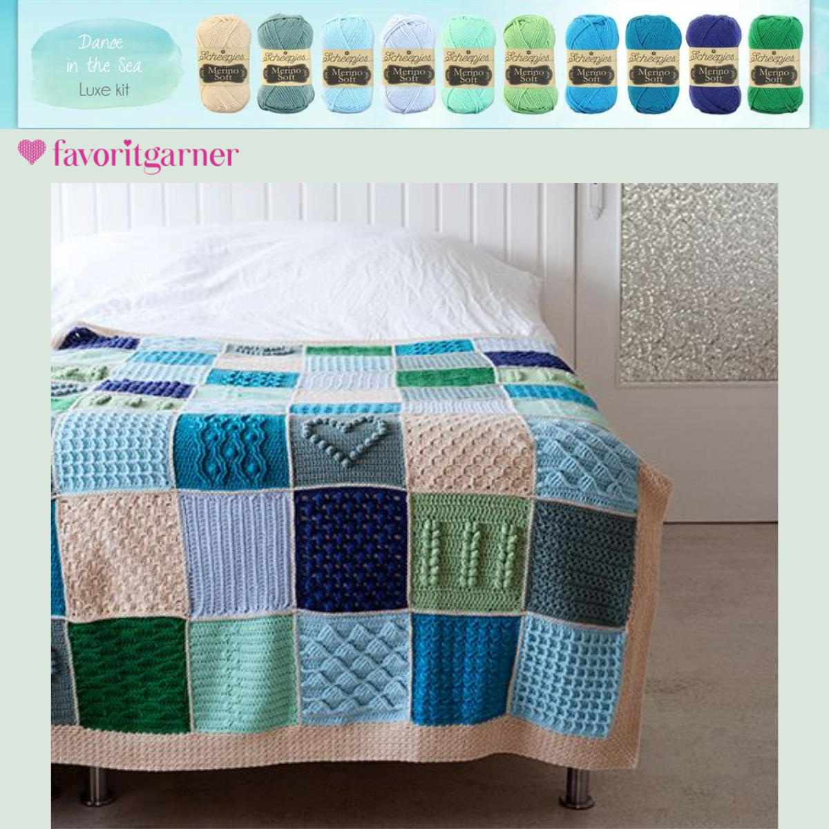 Garnpaket (Merino Soft) - Filt Last Dance On The Beach "Dance in the sea"